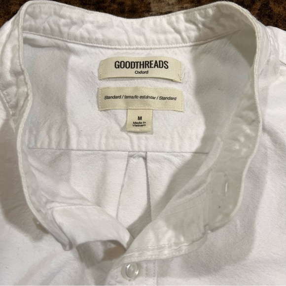 White Button Down Oxford Band Collar Shirt - Picture 2 of 5